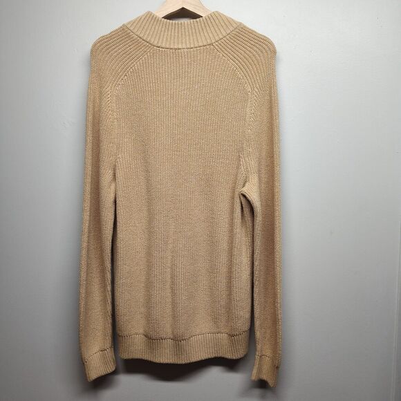 Express Knit Sweater Women Size L Tan V-Neck Grandpacore Preppy Winter Casual - Picture 5 of 7